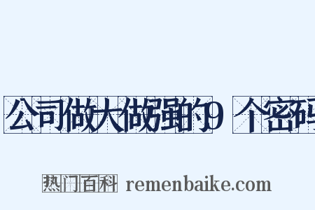 公司做大做强的9个密码是什么意思的图片